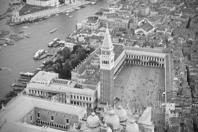 High angle view of buildings in city