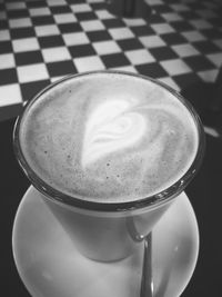 High angle view of coffee on table