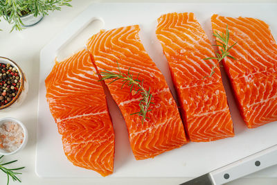 High angle view of food on table