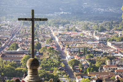 Hill of the cross overlooking antigua, guatemala.