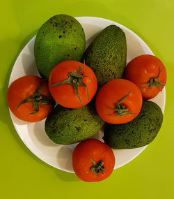 High angle view of fruits on table