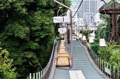 High angle view of ski lift over city