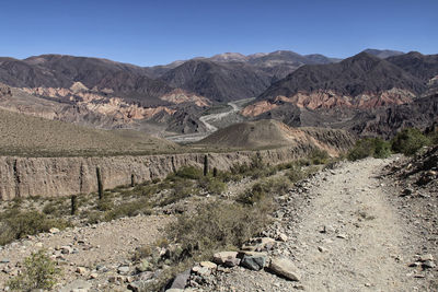 Scenic view of mountains against clear sky