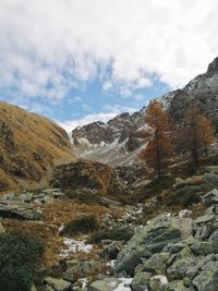 Scenic view of mountains against sky