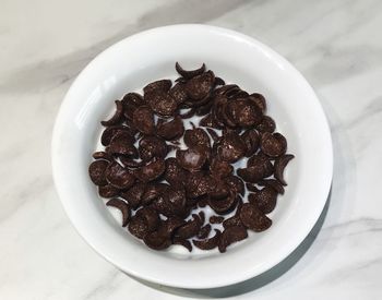 High angle view of dessert in plate on table