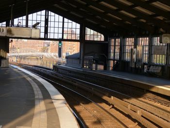 Empty railroad station platform