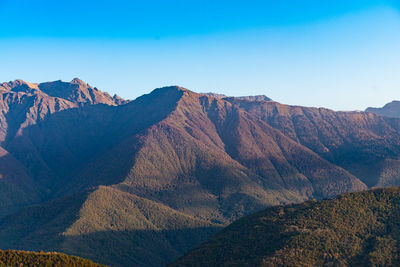 Scenic view of mountains against clear sky