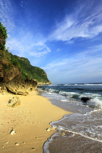 Scenic view of beach against sky