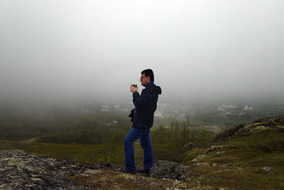 Tea under the clouds. murmansk, russia.