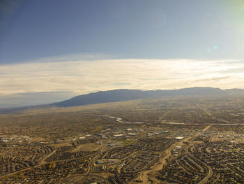 High angle view of cityscape against sky