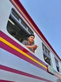 Low angle view of train at railroad station