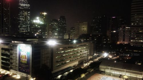 Illuminated cityscape at night