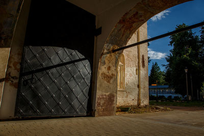 Entrance of building against sky