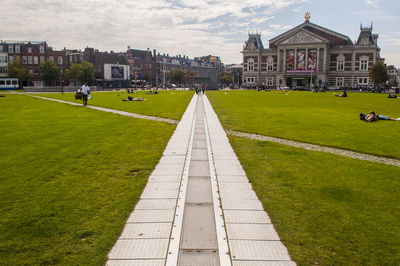 View of tourists in city