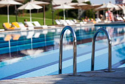 View of swimming pool against sea