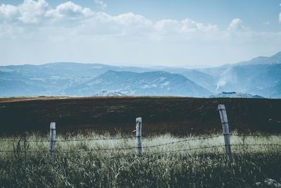 Scenic view of mountains against sky