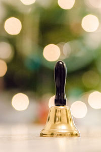 Close-up of christmas lights on table
