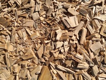 Full frame shot of stack of wood