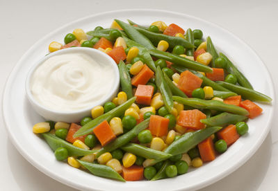 High angle view of salad in bowl