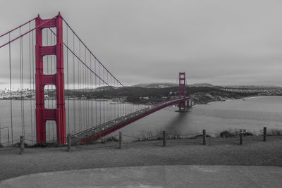Suspension bridge over river
