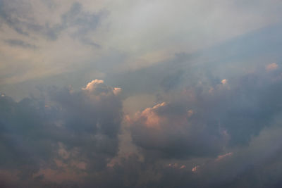 Low angle view of clouds in sky during sunset