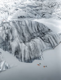 High angle view of snowcapped mountain