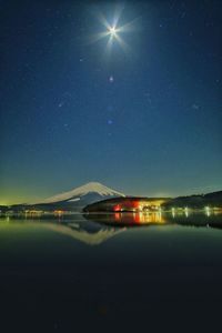 Scenic view of illuminated moon against clear sky at night