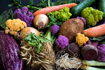 High angle view of vegetables