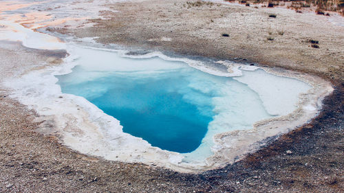 Scenic view of hot spring at yellowstone national park