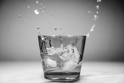 Close-up of water splashing in glass