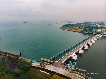 High angle view of sea against sky