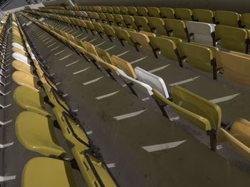 High angle view of empty chairs