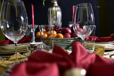 Glass of wine glasses on table