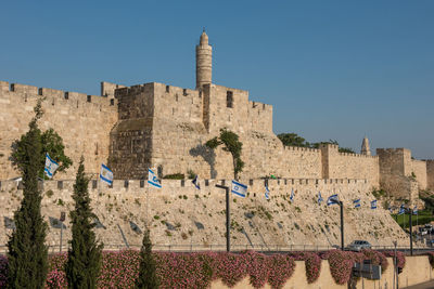 Tower of david and jaffa gate, fortification in ancient jerusalem, israel