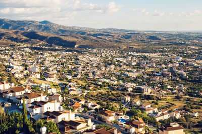 High angle view of townscape against sky