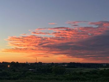 Scenic view of field against sky during sunset