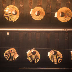 Close-up of spiral lights