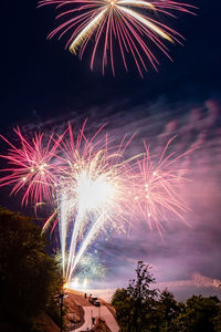 Firework display at night