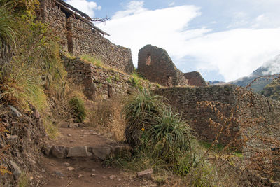 View of old ruin building in mountain