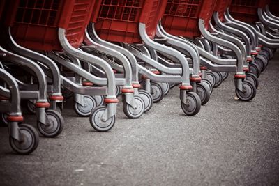 Bicycles parked on road