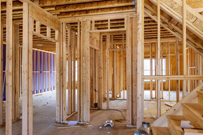 Framing beam of new house under construction home framing