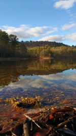 Scenic view of lake against sky