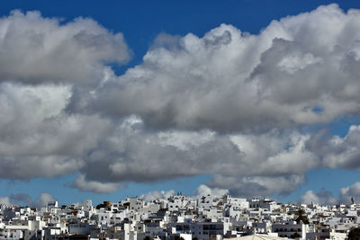 High angle shot of townscape against sky