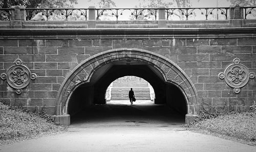 Man looking at entrance of building