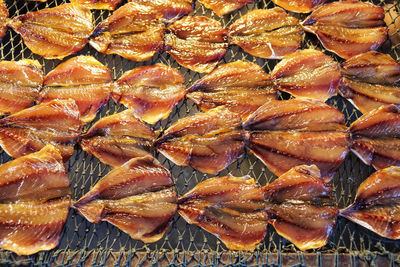 Full frame shot of fish meat for sale in market