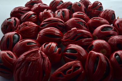 Close-up of red chili peppers for sale in market