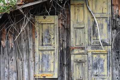 Closed door of old building