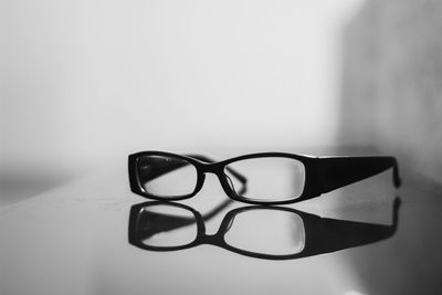 Close-up of eyeglasses on table