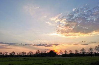 Scenic view of field against sky during sunset