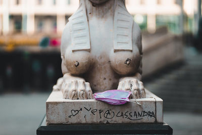 Close-up of statue against blurred background